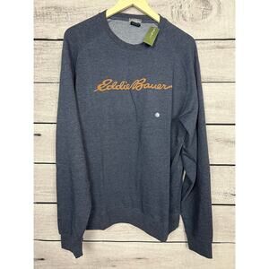 NWT Men's Eddie Bauer Navy Blue Long Sleeve Pullover Sweatshirt - Large